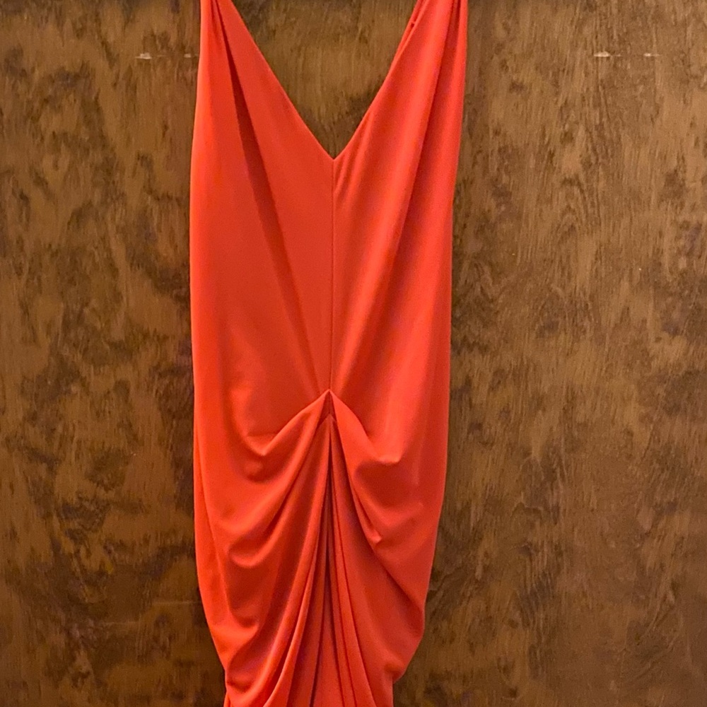 BCBGMaxAzria Vibrant Orange Draped Mini Dress